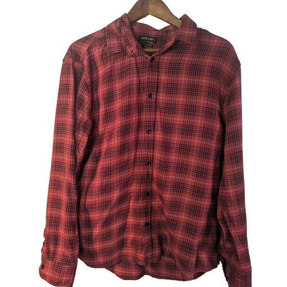 Stitch Note Men's Casual Red Plaid Flannel Shirt Sz XL 100% Cotton - Picture 1 of 7